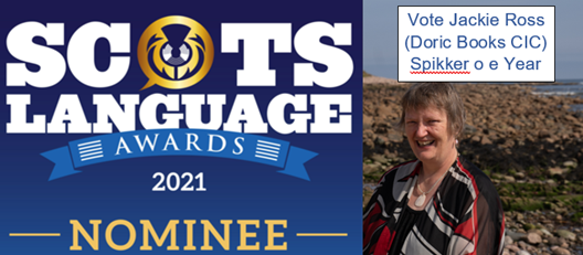 Jackie is nominated fur Best Spikker at e Scots Language Awards